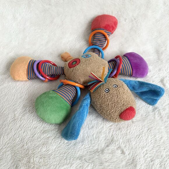 Jellycat Jelly Kitten Brown Dog Rattle Rings Activity Toy Baby Plush - Picture 1 of 6